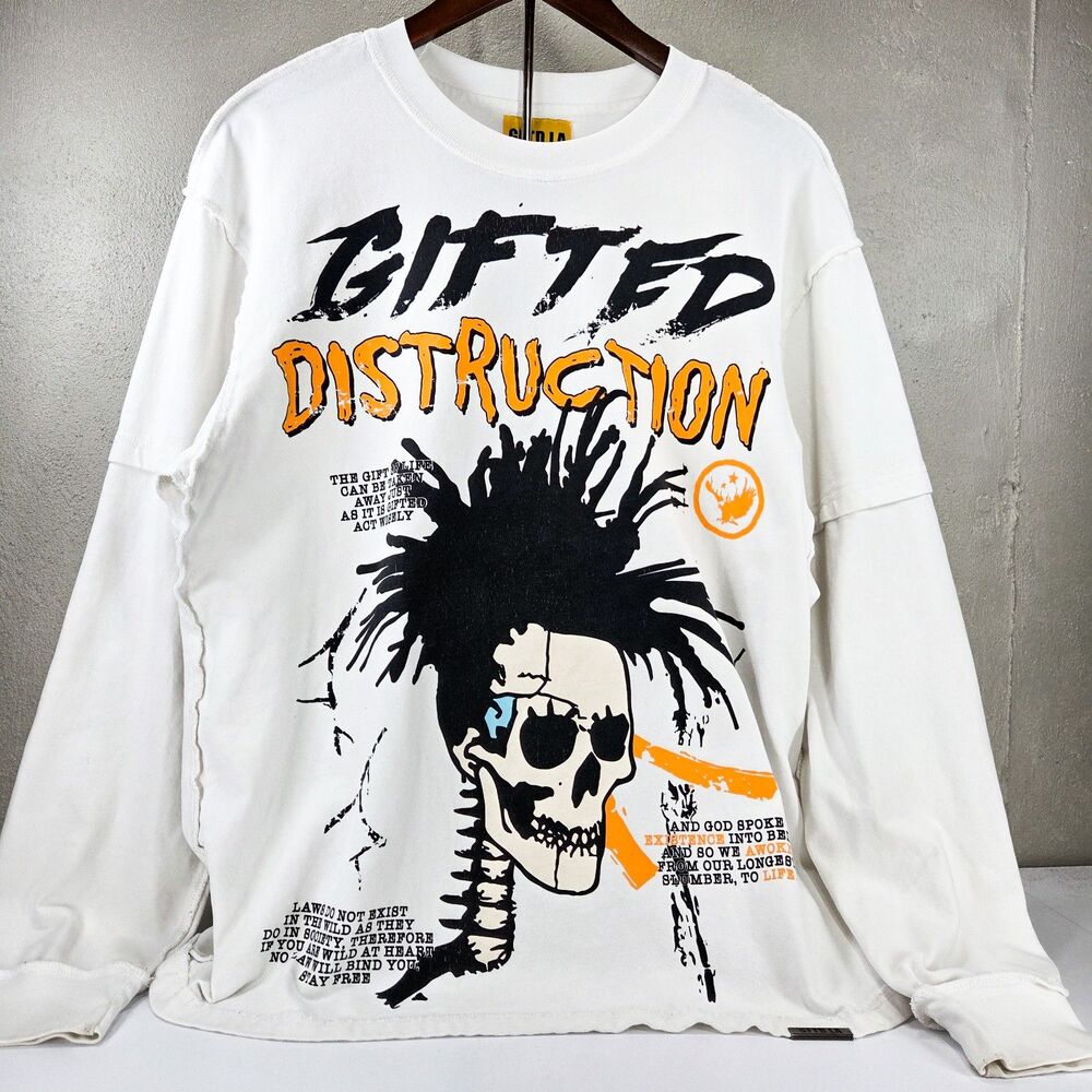 GFTD LA Gifted Destruction Skull Heavyweight Oversize Long Sleeve Shirt Sz L